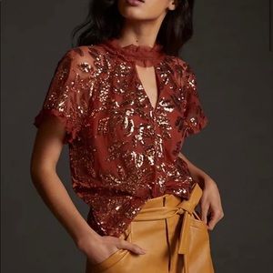 Anthropologie sequin blouse size small